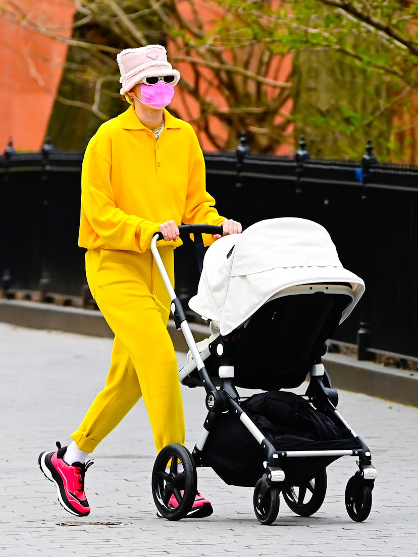 Gigi Hadid is seen walking in SoHo on April 1, 2021 in New York City. 