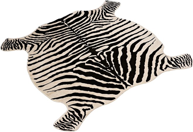 Townssilk Faux Zebra Print Area Rug (4x4.6 Feet)
