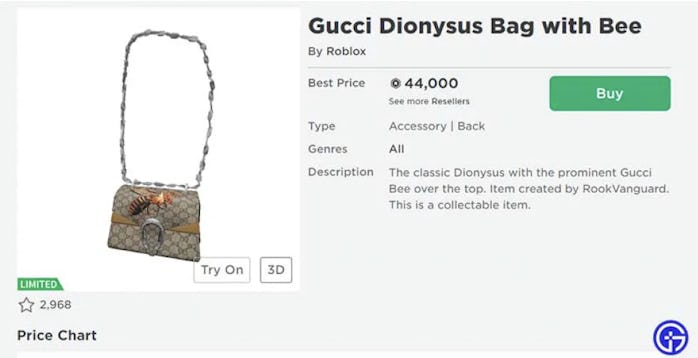 Gucci Dionysus Roblox bag