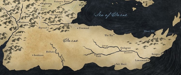 A map of Dorne as seen on Game of Thrones
