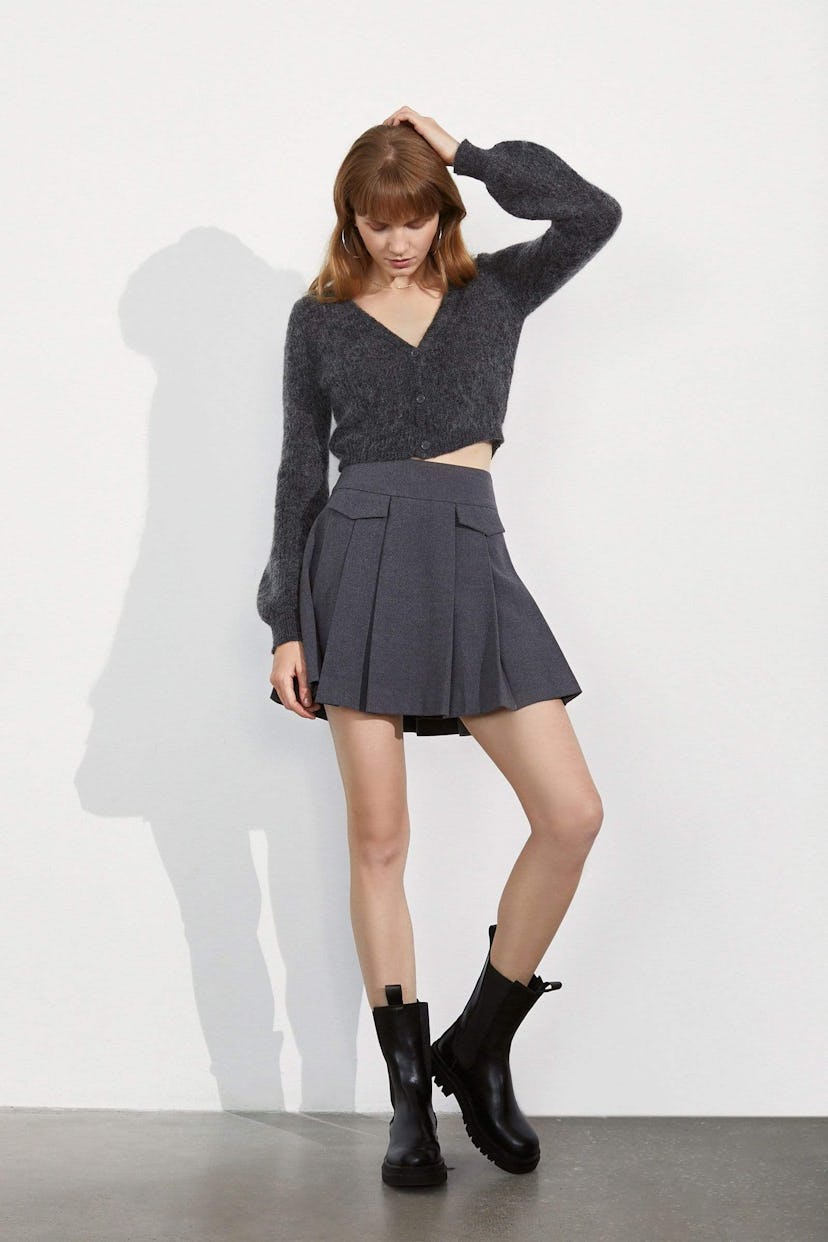 Matisse Charcoal Pleated Pocket Skort