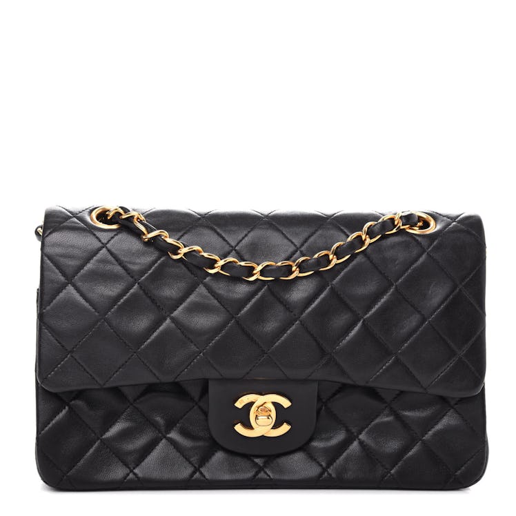 Lambskin Quilted Small Double Flap Black