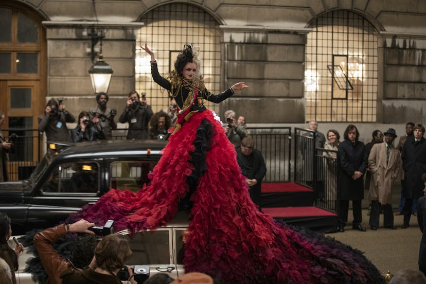 'Cruella' costume designer Jenny Beavan shares the meaning behind the fashion in the film, from Este...