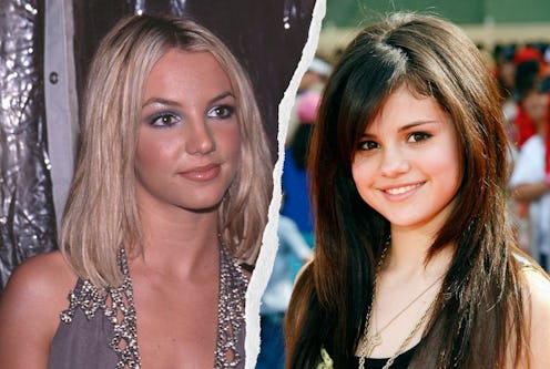 Britney Spears in 2000 and a young Selena Gomez.