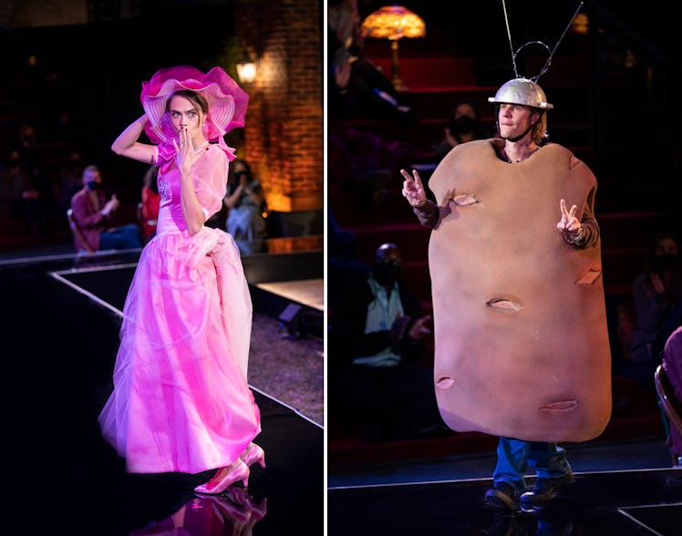Cara Delevingne and Justin Bieber (dressed as a potato) in "Friends: The Reunion"