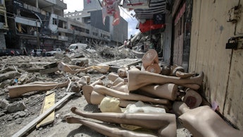 A city center destroyed by war
