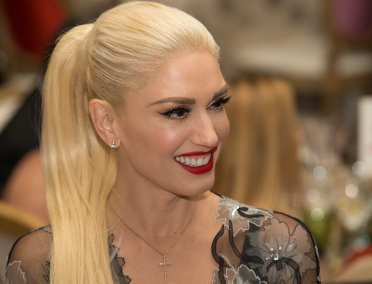 Gwen Stefani wearing a high ponytail