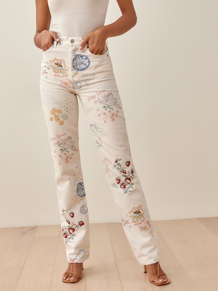 Cynthia Doodle High Rise Straight Long Jeans