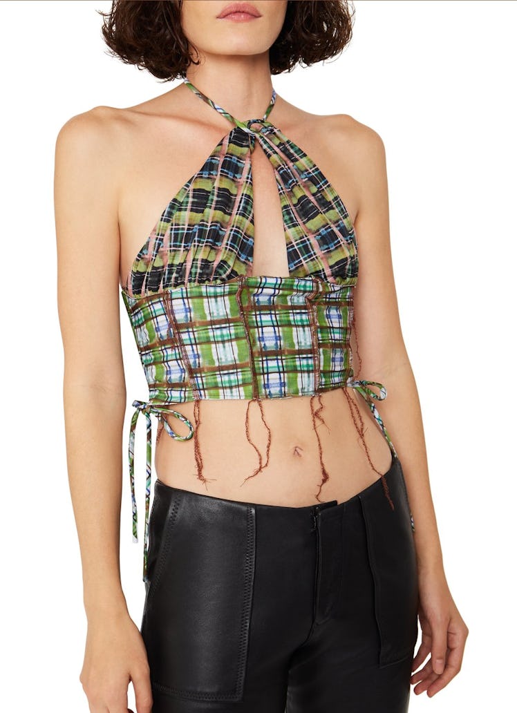 Distressed Cut-Out Halter Top