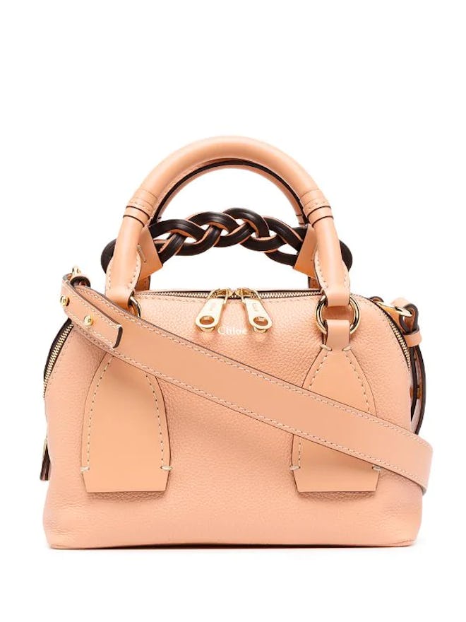 Small Daria Leather Day Bag in Peach Bloom