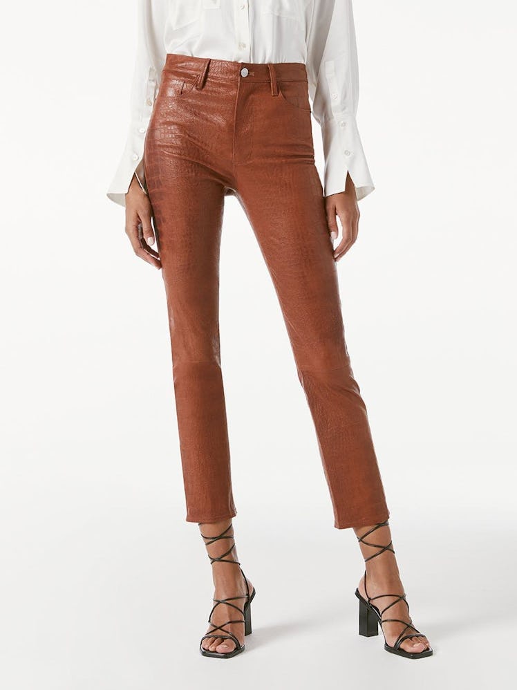 Le Sylvie Leather Pant in Redwood Croc