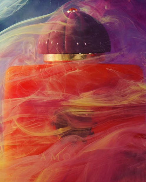 Abstract pink perfume bottle