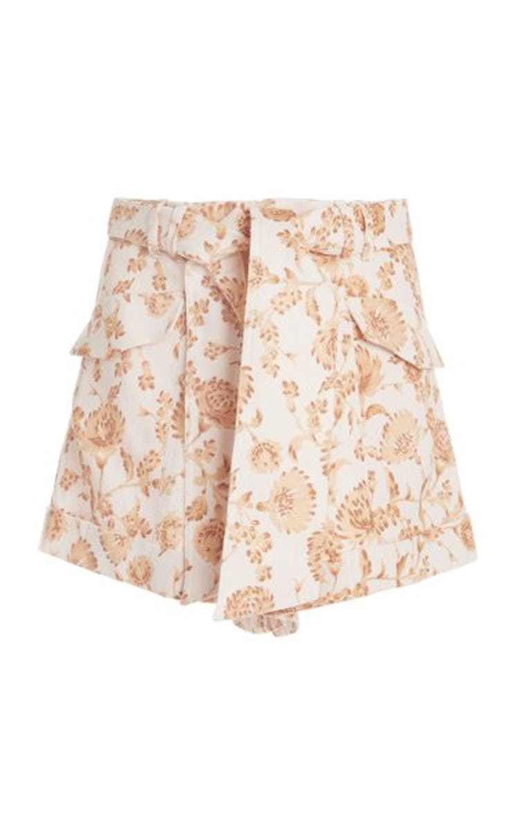 Aphrodite Floral-Print Linen-Blend Shorts