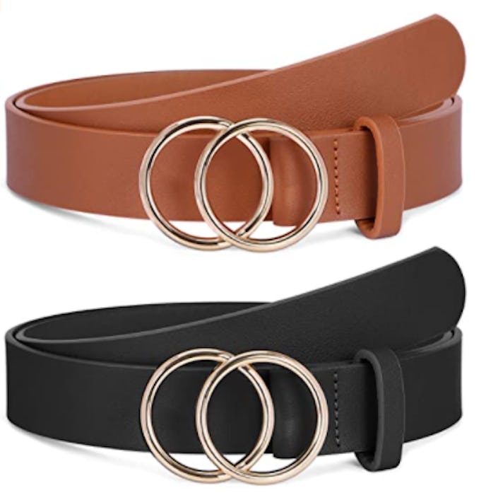 SANSTHS Faux Leather Belts (2-Pack)