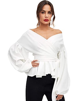 SheIn Long-Sleeve Ruffle Blouse