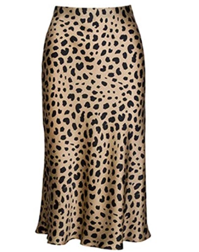 Soowalaoo Leopard Print Silk Midi Skirt
