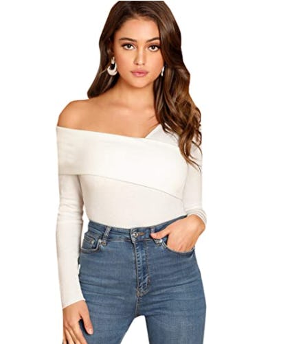 Romwe Off Shoulder Wrap Blouse