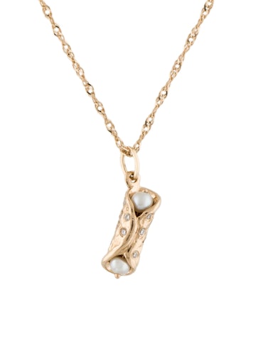 14K Pearl & Diamond Holy Cannoli Supreme Charm Necklace