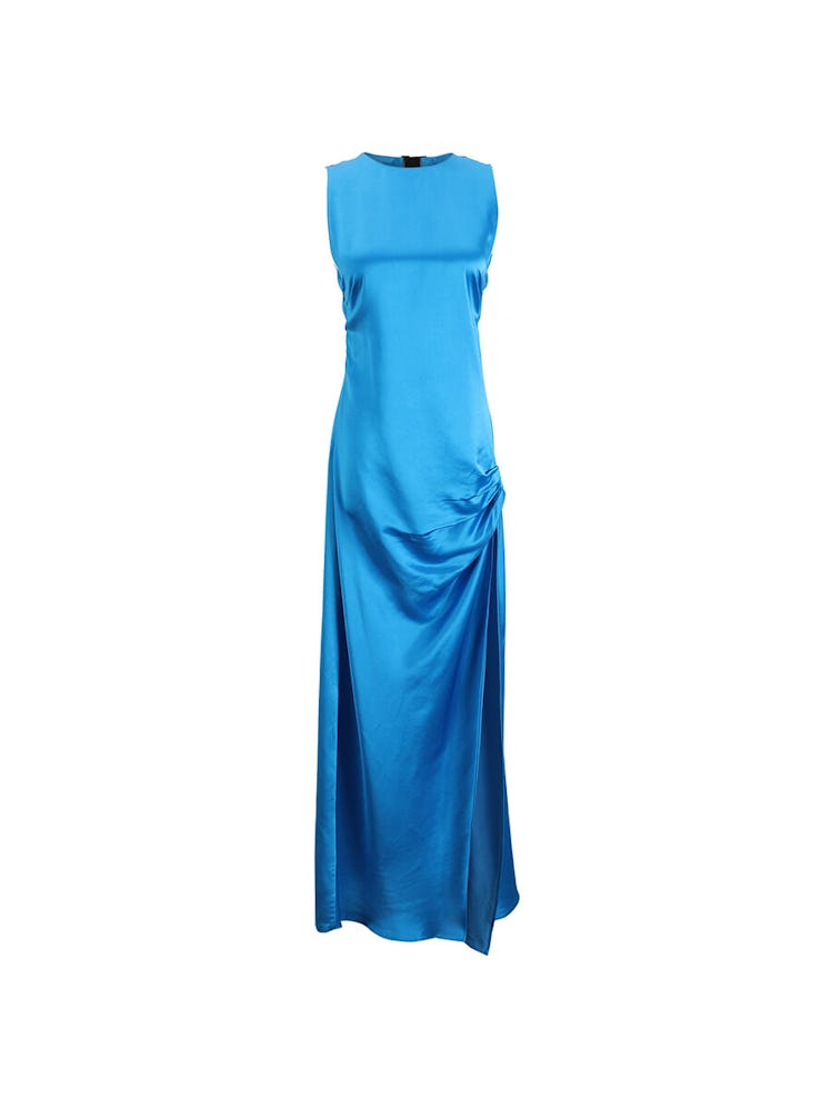 Satin Open Back Gown in Royal Blue