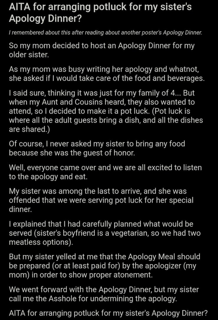 A screenshot of an apology shared on Twitter from a Reddit page
