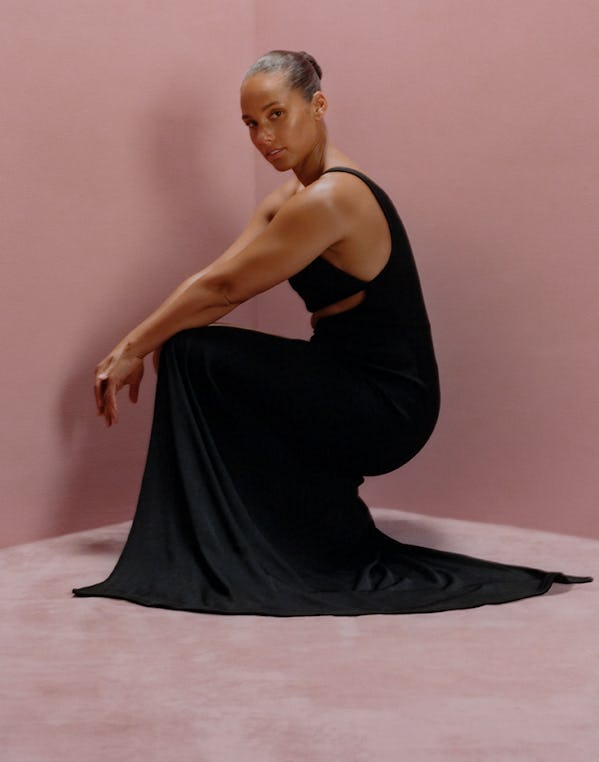 Alicia Keys in a black Brandon Maxwell dress
