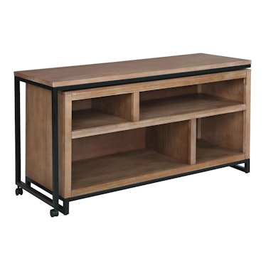 Metal And Wood Weldon Swivel Desk With Storage