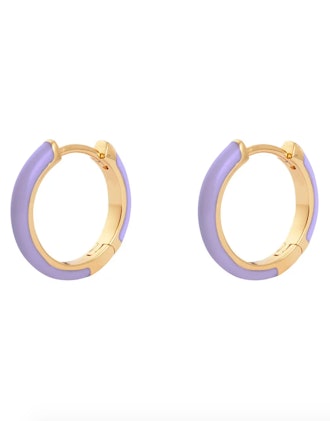 Classic Enamel Lilac Gold 10mm Huggie Earrings