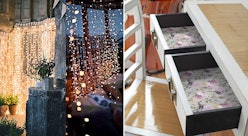 A two-part collage of the Merriton Scented Drawer Liners, and the Twinkle Star LED Window Curtain Li...