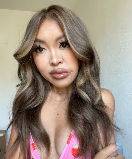 Jennifer Ngo in strawberry bikini.