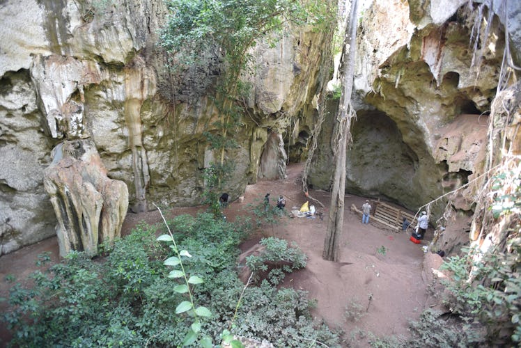 Aerial view of cave burial site Panga ya Saidi
