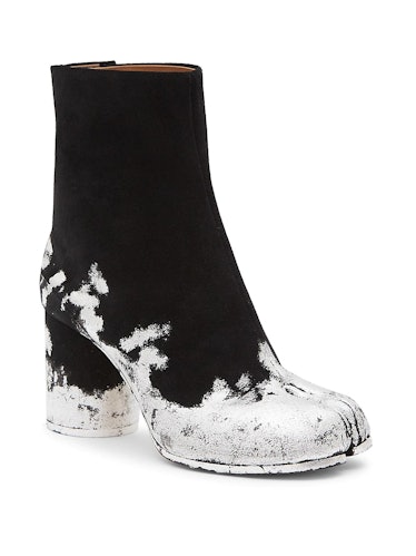 Tabi Silver Foil Suede Ankle Boots