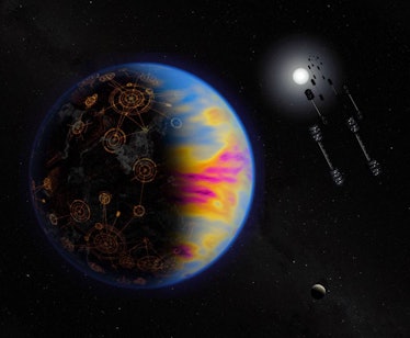 Artist’s illustration of a technologically advanced exoplanet.