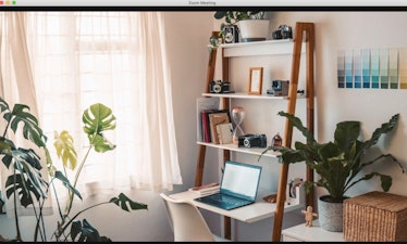 This creative workspace Zoom background is perfect for any work call.