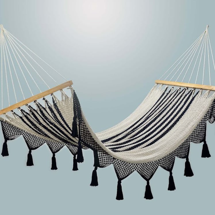 Double Weave Fringed Hammock - Colonial Navy Blue