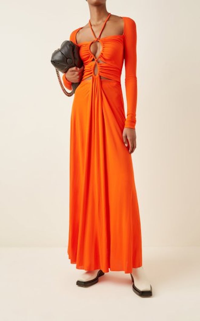 Drawstring Jersey Maxi Dress