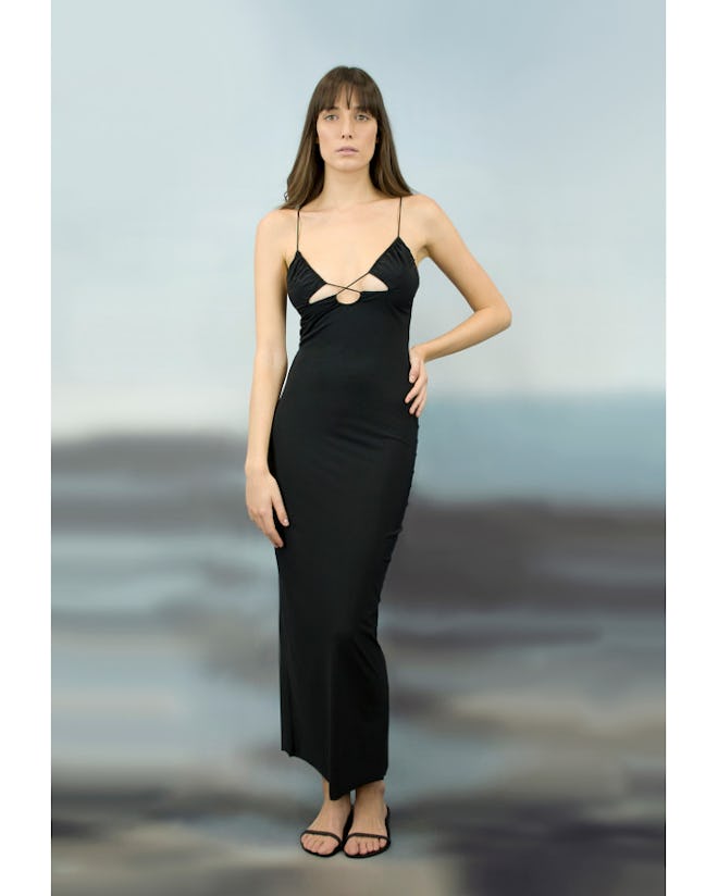 Issad Deep Black Slip Dress