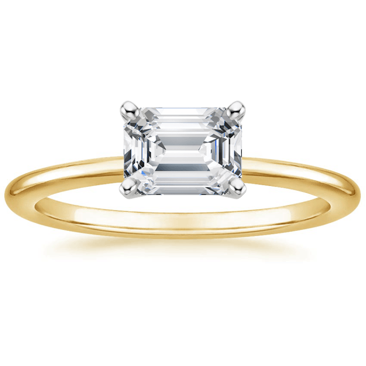 18K Yellow Gold Horizontal Petite Comfort Fit Engagement Ring
