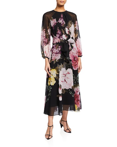 Floral-Print Georgette Dress