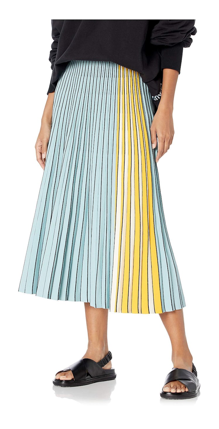Knit Pleated Skirt in Sky Blue