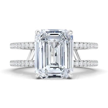 Emerald Cut Double Pavé Diamond Ring