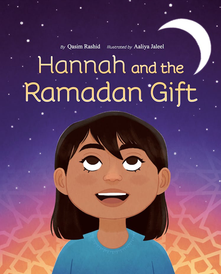 The cover of Hannah and the Ramadan gift by Qasim Rashid, with an illustration of a little girl look...