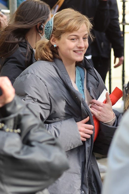 Emma Corrin on the set of My Policeman