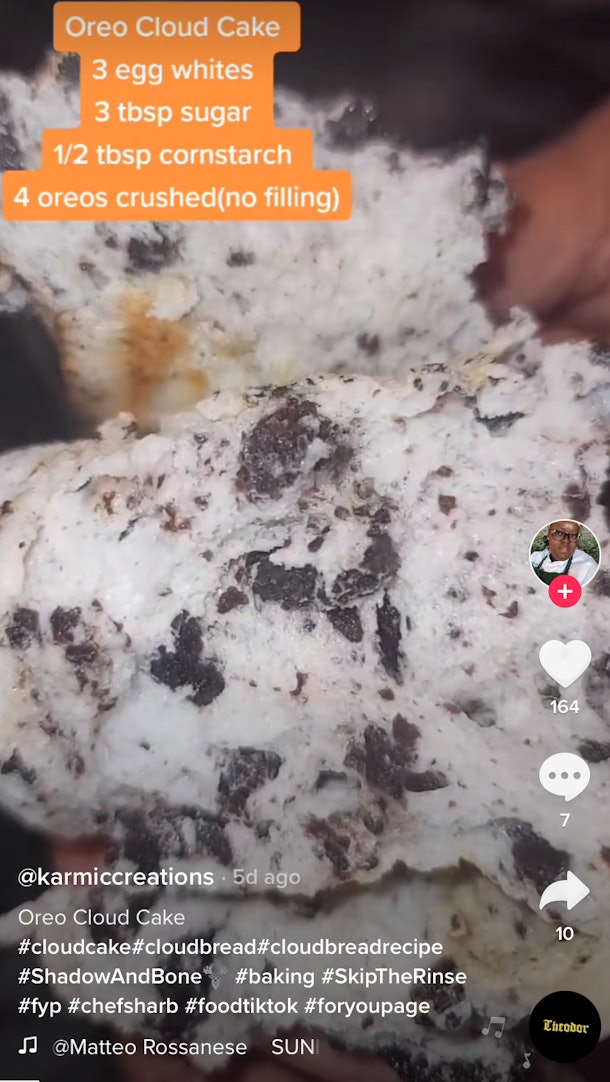A woman rips apart Oreo cloud cake on TikTok. 