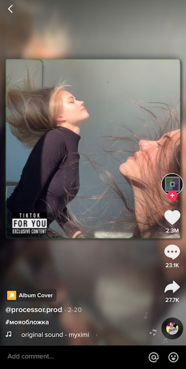 The album cover challenge on TikTok includes flipping your hair while a self-timer goes off.