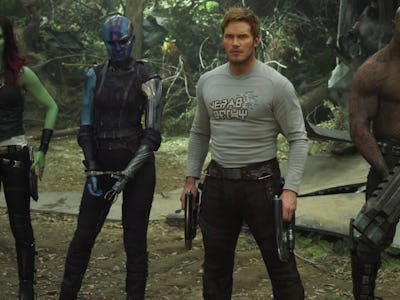 Mantis, Nebula, Star-Lord and Drax The Destroyer in Guardians Of The Galaxy 3