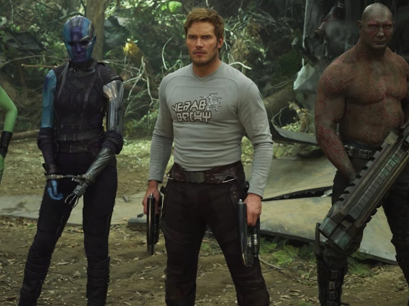 Mantis, Nebula, Star-Lord and Drax The Destroyer in Guardians Of The Galaxy 3