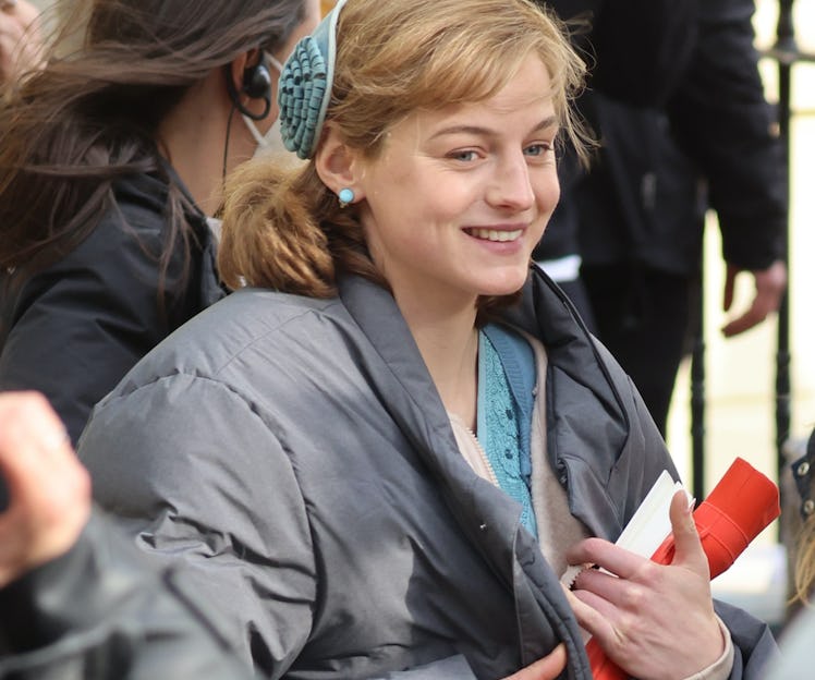 Emma Corrin on the set of 'My Policeman.'