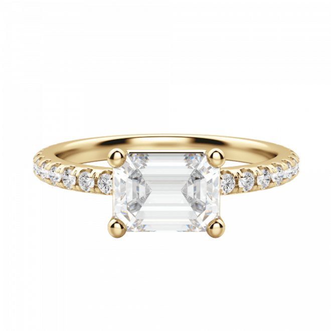Edgy Basket Accented Emerald Cut Engagement Ring