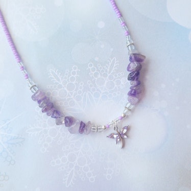  Ceruliestudio Violet Dragonfly Stone Necklace