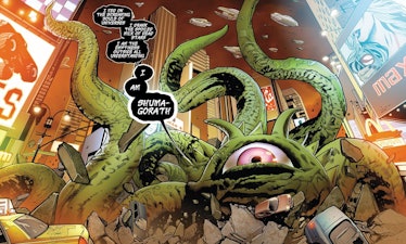 Shuma-Gorath making a speech in the Marvel comics